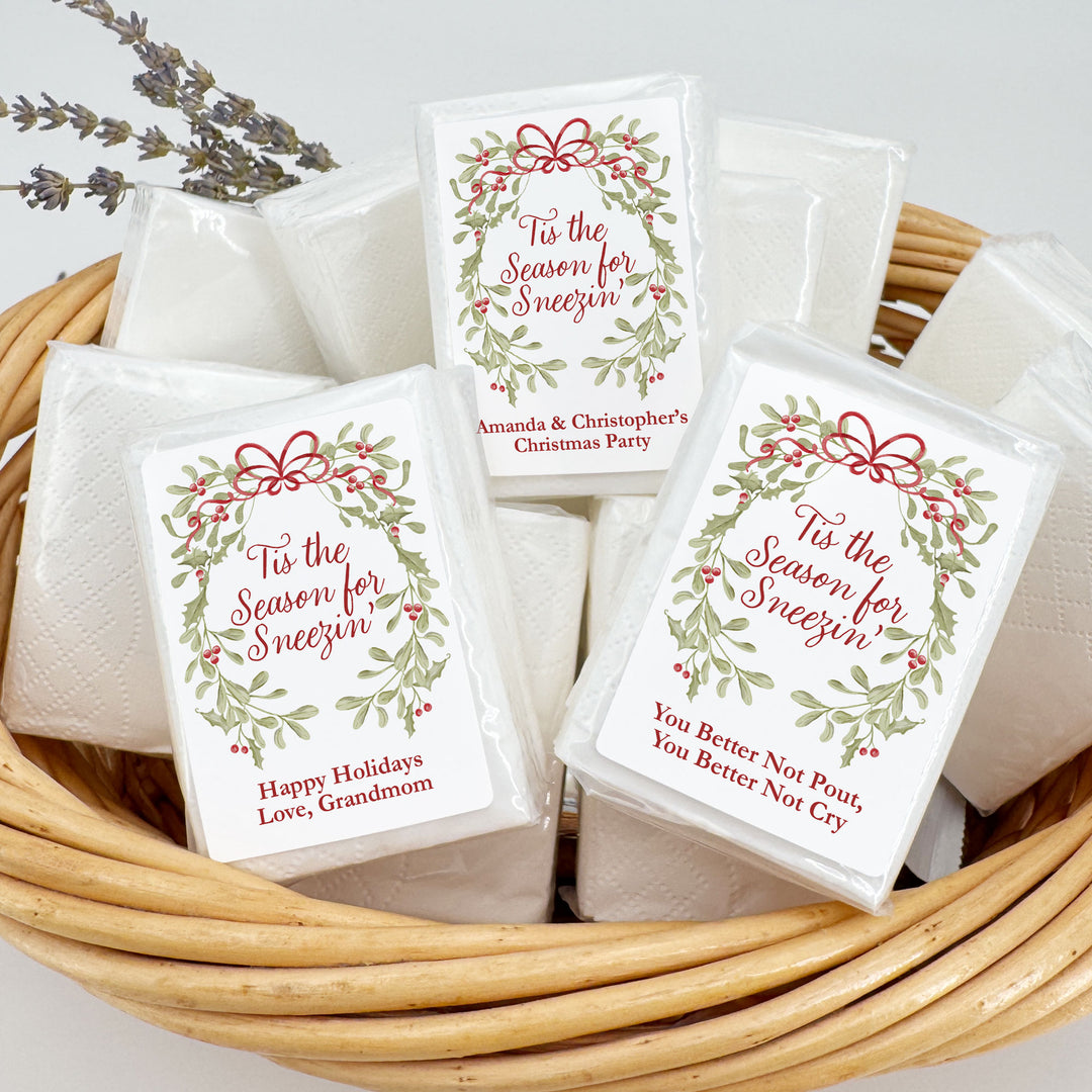 Personalized Tissues, Pocket Size Tissue Packs, Tis the Season for Sneezin&