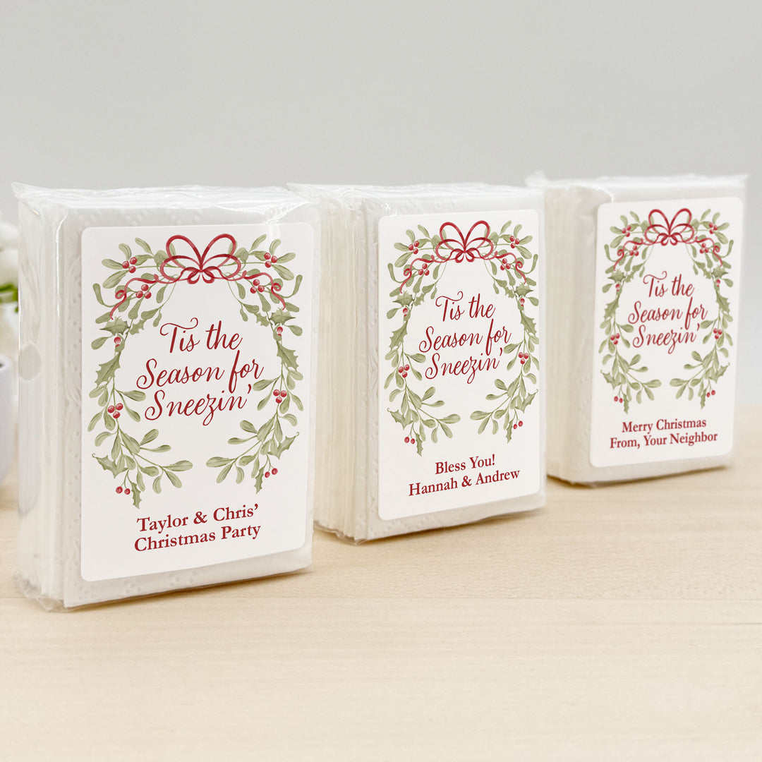 Personalized Tissues, Pocket Size Tissue Packs, Tis the Season for Sneezin&