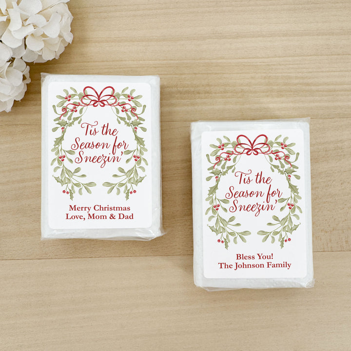 Personalized Tissues, Pocket Size Tissue Packs, Tis the Season for Sneezin&