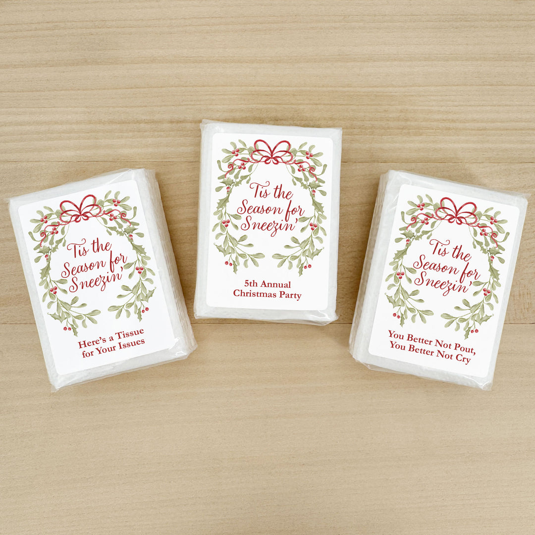 Personalized Tissues, Pocket Size Tissue Packs, Tis the Season for Sneezin&