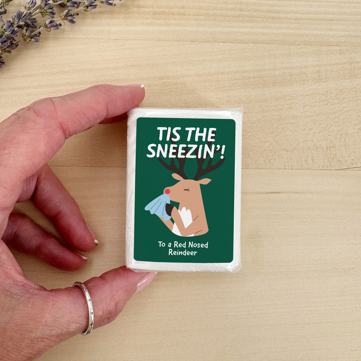 Personalized Christmas Tissues, Pocket Size Tissue Packs, Tis the Sneezin&