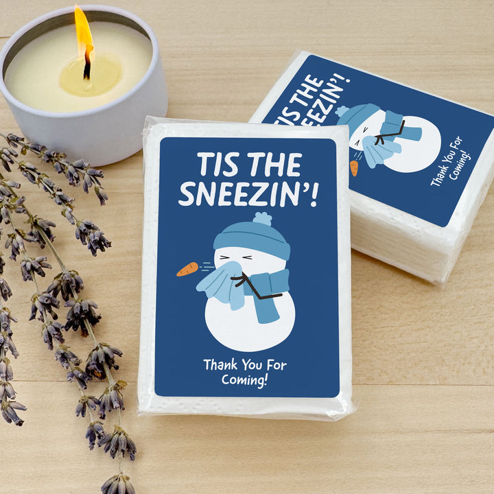 Personalized Christmas Tissues, Pocket Size Tissue Packs, Tis the Sneezin&