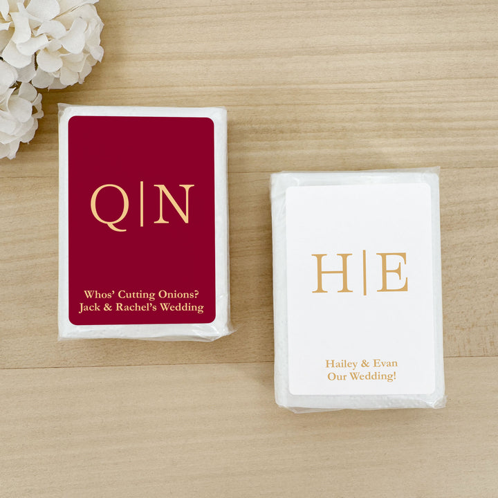 Personalized Wedding Guest Tissues, Gold Initials Monogram, Pocket Size Tissue Packs