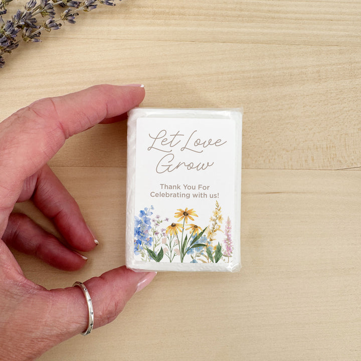 Personalized Wedding Guest Tissues, Wildflower Wedding Design, Pocket Size Tissue Packs