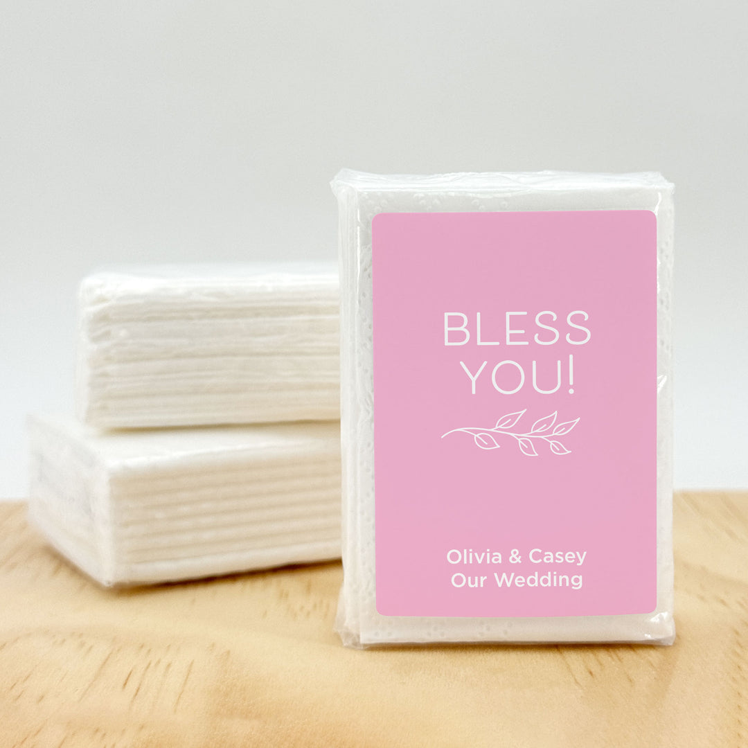 Personalized Wedding Guest Tissues, Happy Tears, No Ugly Crying, Pocket Size Tissue Packs