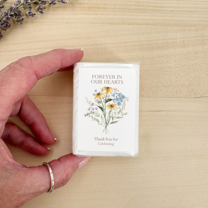 Memorial Tissue Favors, Personalized Pocket Size Packs, Funeral Favors, Wildflower Memorial