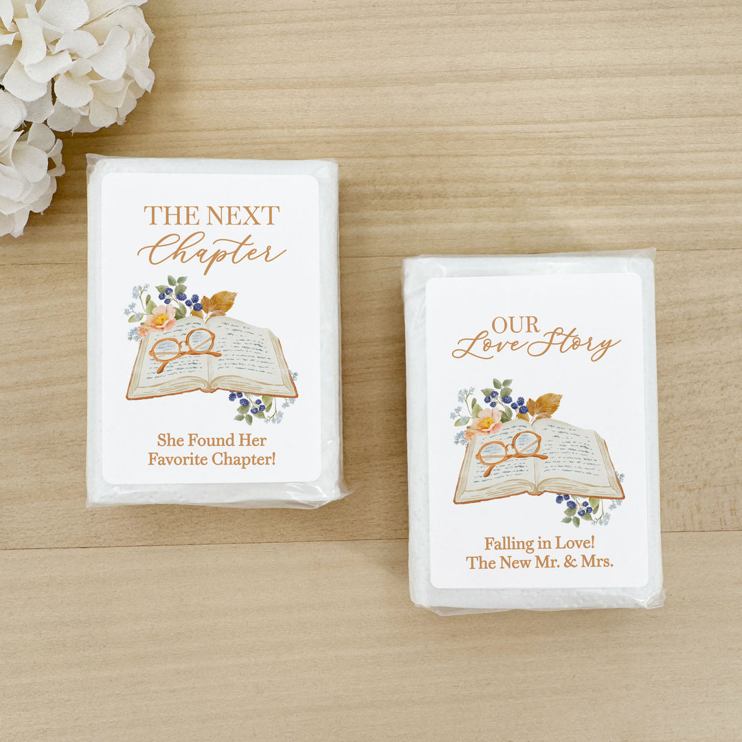 The Next Chapter Bridal Shower Tissues, Book Themed Bridal Shower Favors, Personalized Pocket Size Packs