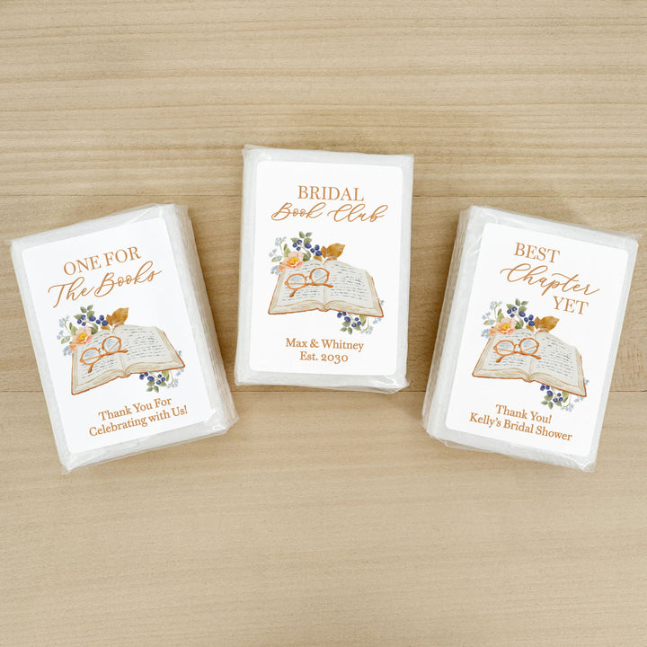 The Next Chapter Bridal Shower Tissues, Book Themed Bridal Shower Favors, Personalized Pocket Size Packs