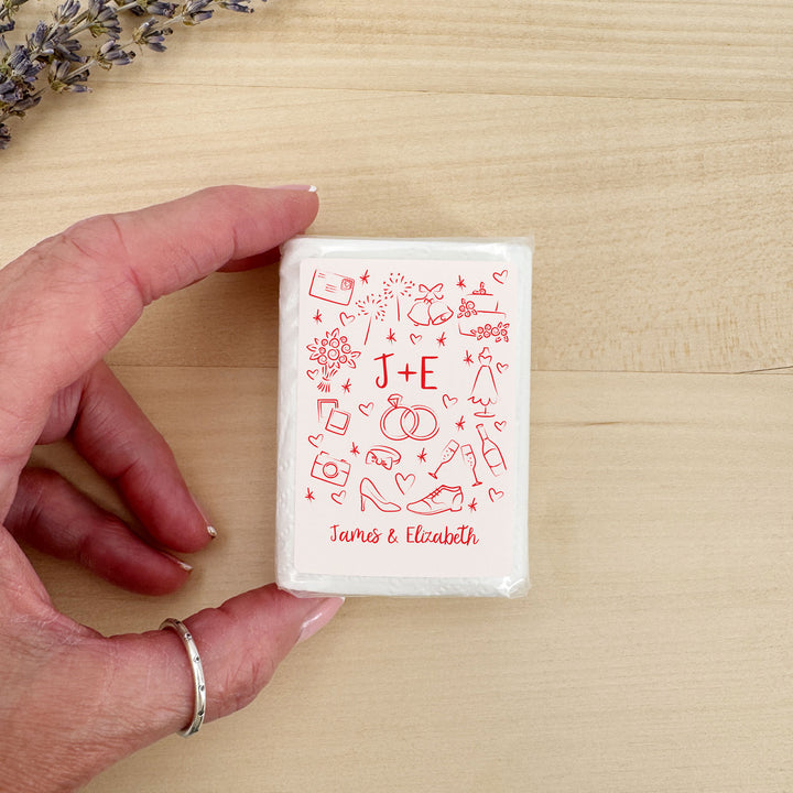 Wedding Tissues For Your Happy Tears, No Ugly Crying, Personalized Pocket Size Packs, Wedding Doodle Pattern
