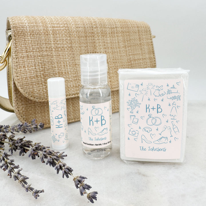 Wedding Tissues For Your Happy Tears, No Ugly Crying, Personalized Pocket Size Packs, Wedding Doodle Pattern