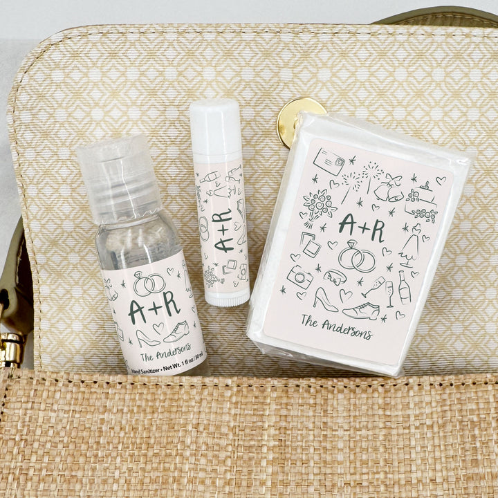 Wedding Tissues For Your Happy Tears, No Ugly Crying, Personalized Pocket Size Packs, Wedding Doodle Pattern