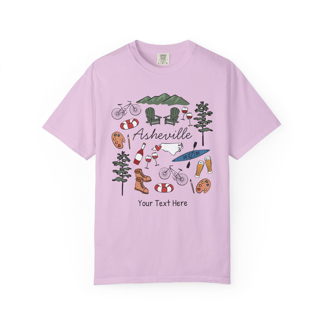 Asheville Bachelorette T-Shirt, Colorful Asheville Doodles, Unisex Comfort Colors® T-Shirt