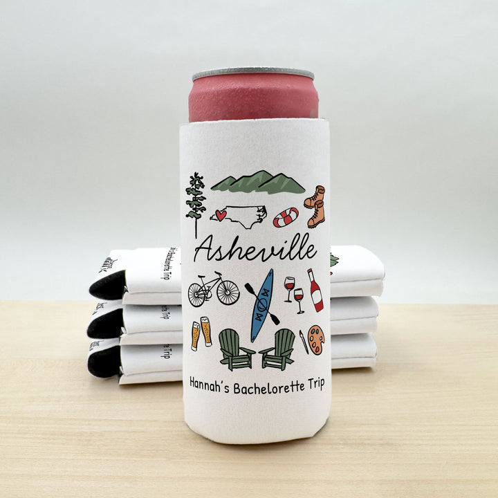 Asheville Can Cooler — Personalized Bachelorette Party Can Cooler