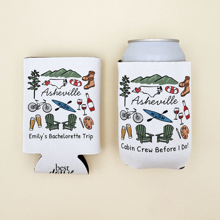Asheville Can Cooler — Personalized Bachelorette Party Can Cooler