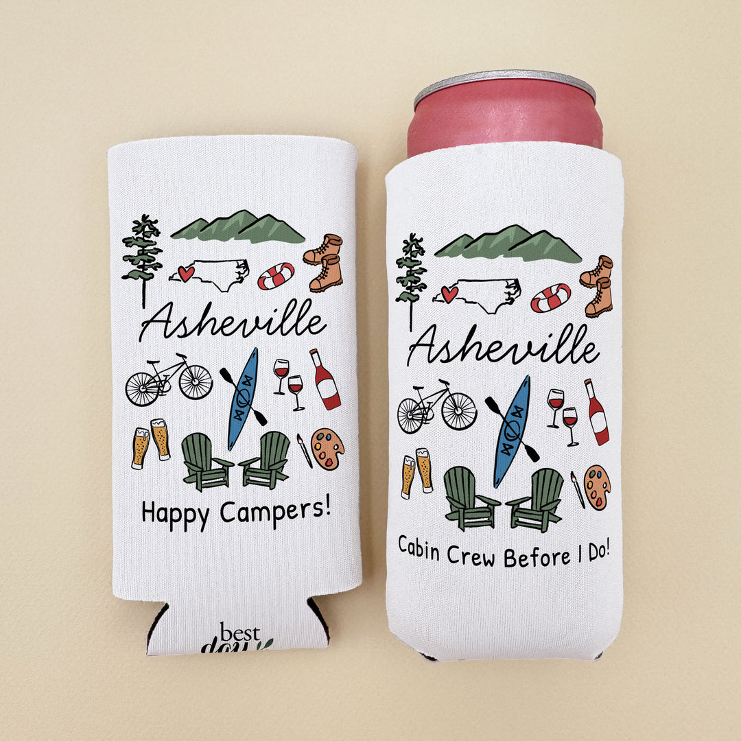 Asheville Can Cooler — Personalized Bachelorette Party Can Cooler