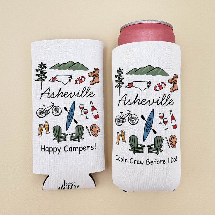 Asheville Can Cooler — Personalized Bachelorette Party Can Cooler
