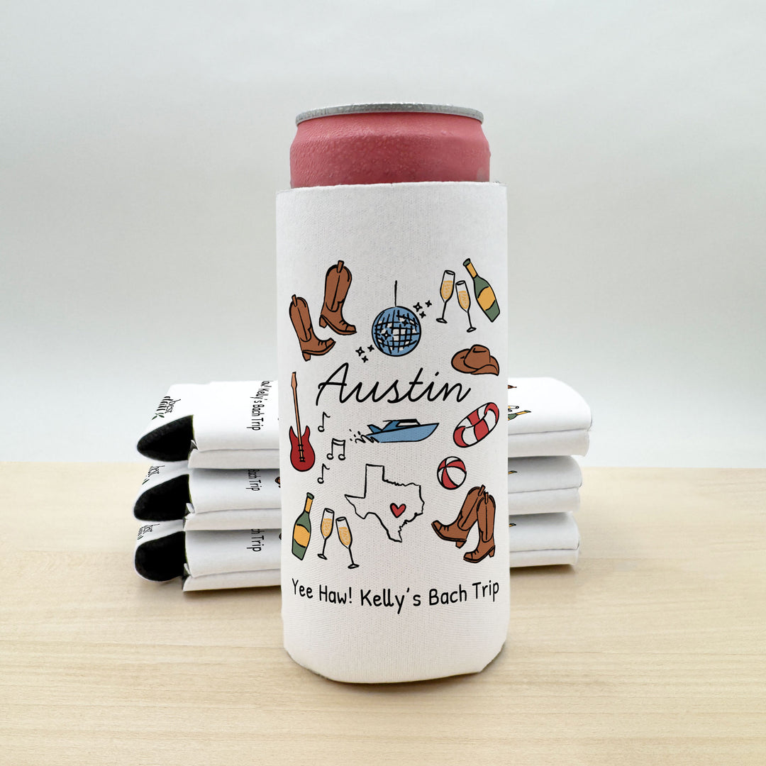 Austin Can Cooler — Personalized Bachelorette Party Can Cooler