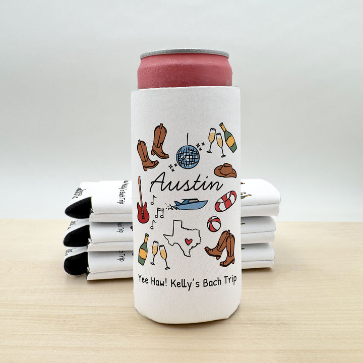 Austin Can Cooler — Personalized Bachelorette Party Can Cooler