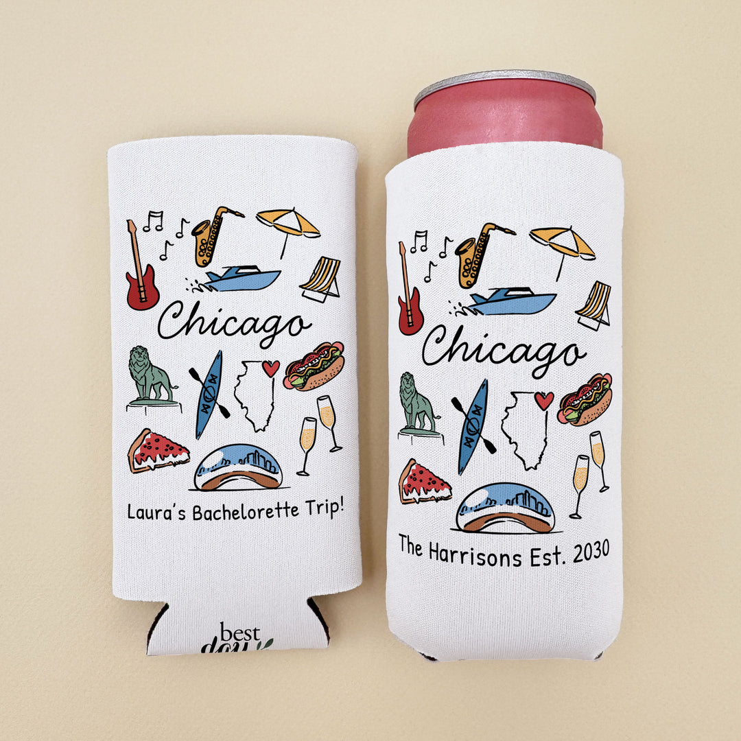 Chicago Can Cooler — Personalized Bachelorette Party Can Cooler