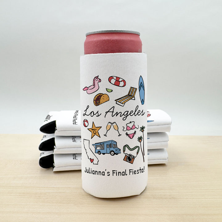 Los Angeles Can Cooler — Personalized Bachelorette Party Can Cooler