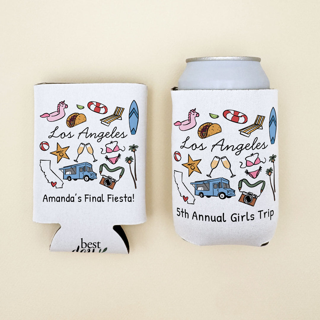 Los Angeles Can Cooler — Personalized Bachelorette Party Can Cooler