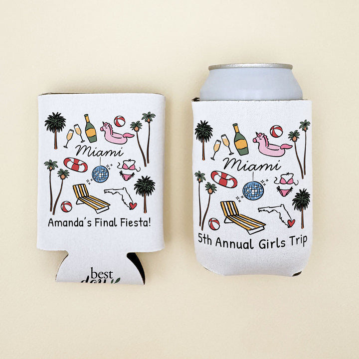 Miami Can Cooler — Personalized Bachelorette Party Can Cooler