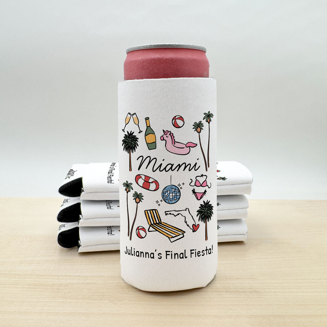 Miami Can Cooler — Personalized Bachelorette Party Can Cooler