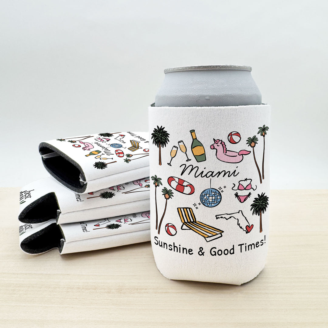 Miami Can Cooler — Personalized Bachelorette Party Can Cooler
