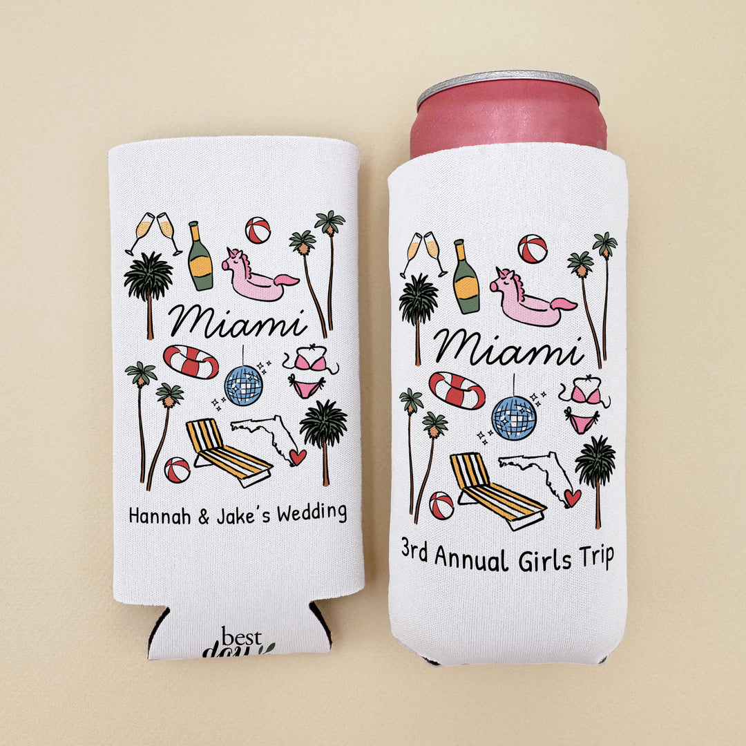 Miami Can Cooler — Personalized Bachelorette Party Can Cooler