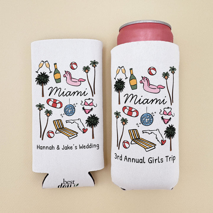 Miami Can Cooler — Personalized Bachelorette Party Can Cooler