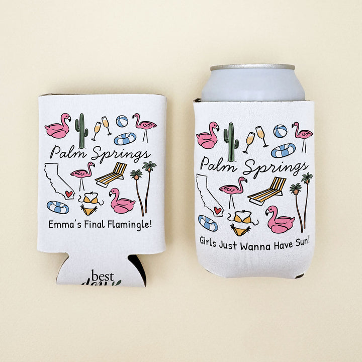 Palm Springs Can Cooler — Personalized Bachelorette Party Can Cooler