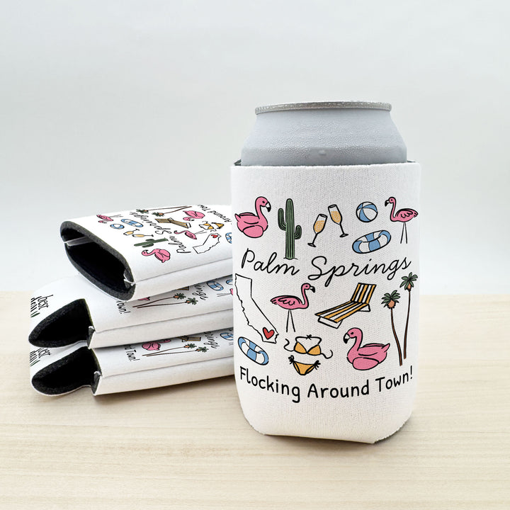Palm Springs Can Cooler — Personalized Bachelorette Party Can Cooler