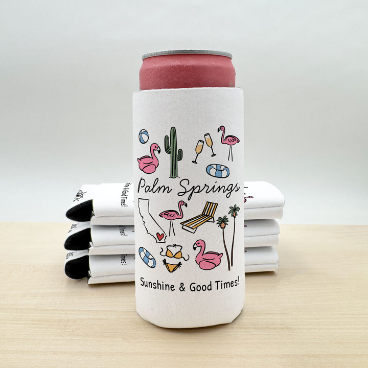 Palm Springs Can Cooler — Personalized Bachelorette Party Can Cooler