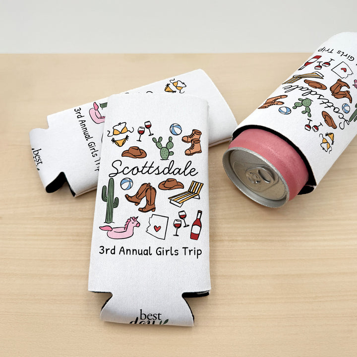 Scottsdale Can Cooler — Personalized Bachelorette Party Can Cooler