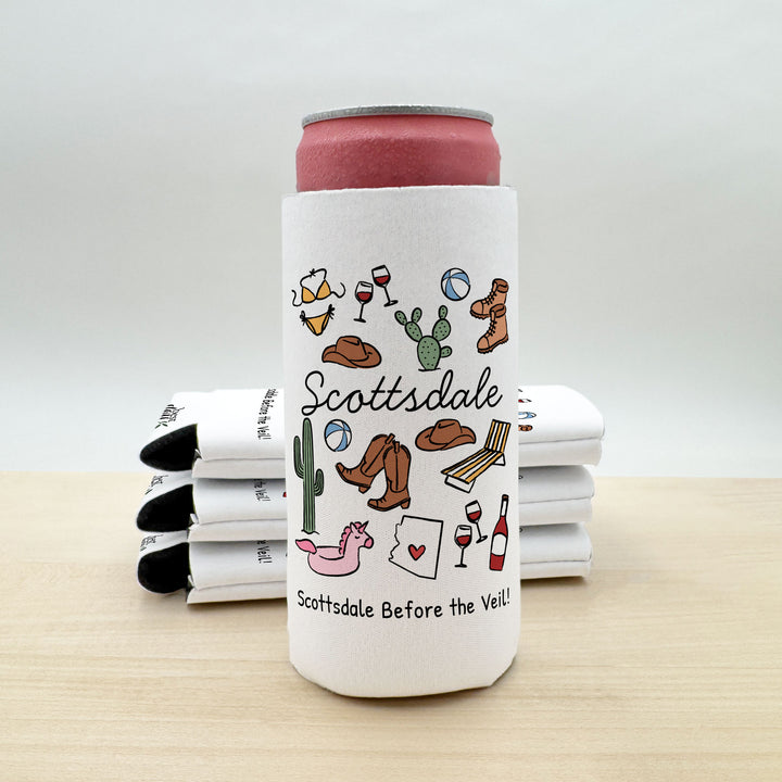Scottsdale Can Cooler — Personalized Bachelorette Party Can Cooler
