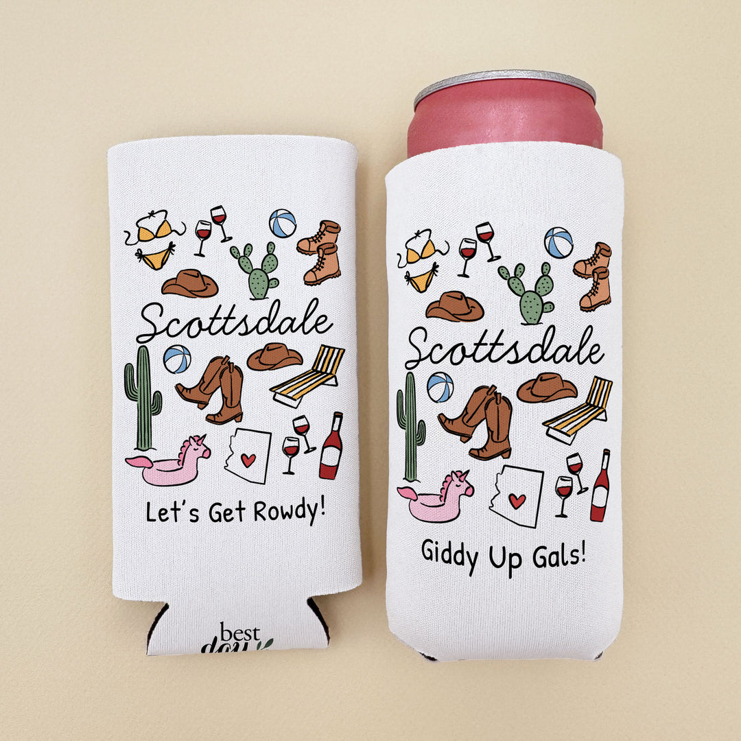 Scottsdale Can Cooler — Personalized Bachelorette Party Can Cooler