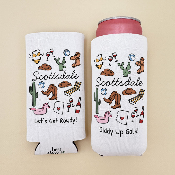 Scottsdale Can Cooler — Personalized Bachelorette Party Can Cooler