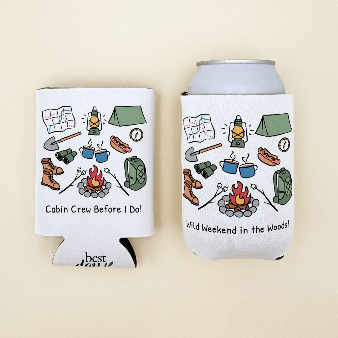 Camping Can Cooler — Personalized Bachelorette Party Can Cooler