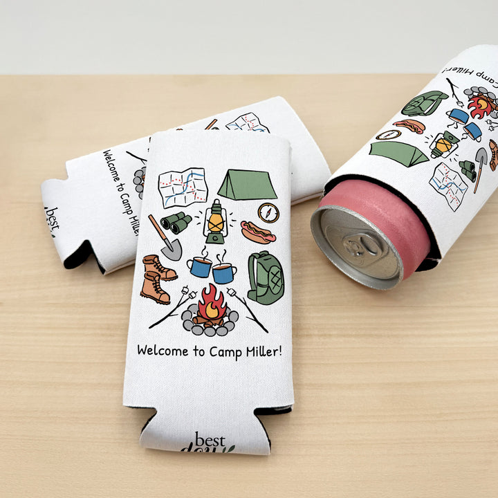 Camping Can Cooler — Personalized Bachelorette Party Can Cooler