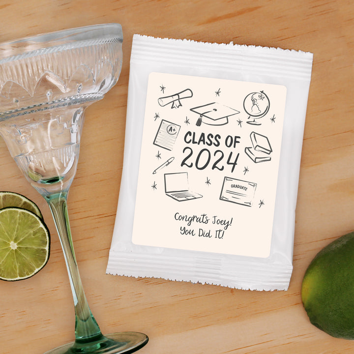 Margarita Graduation Favors, Hand Drawn Grad Icon Pattern Sketch