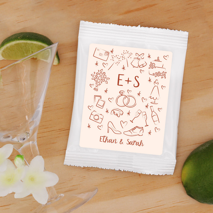 Margarita Mix Wedding Favors, Hand Drawn Wedding Icon Pattern Sketch