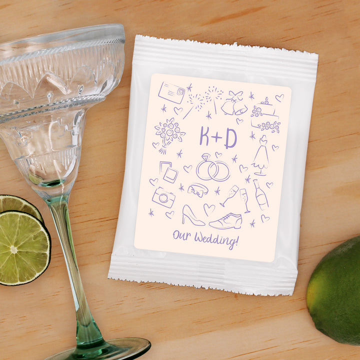 Margarita Mix Wedding Favors, Hand Drawn Wedding Icon Pattern Sketch