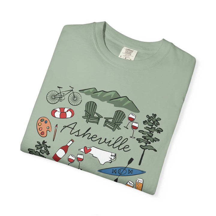Asheville Bachelorette T-Shirt, Colorful Asheville Doodles, Unisex Comfort Colors® T-Shirt