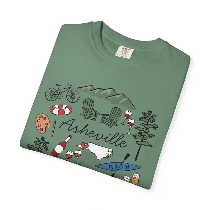 Asheville Bachelorette T-Shirt, Colorful Asheville Doodles, Unisex Comfort Colors® T-Shirt