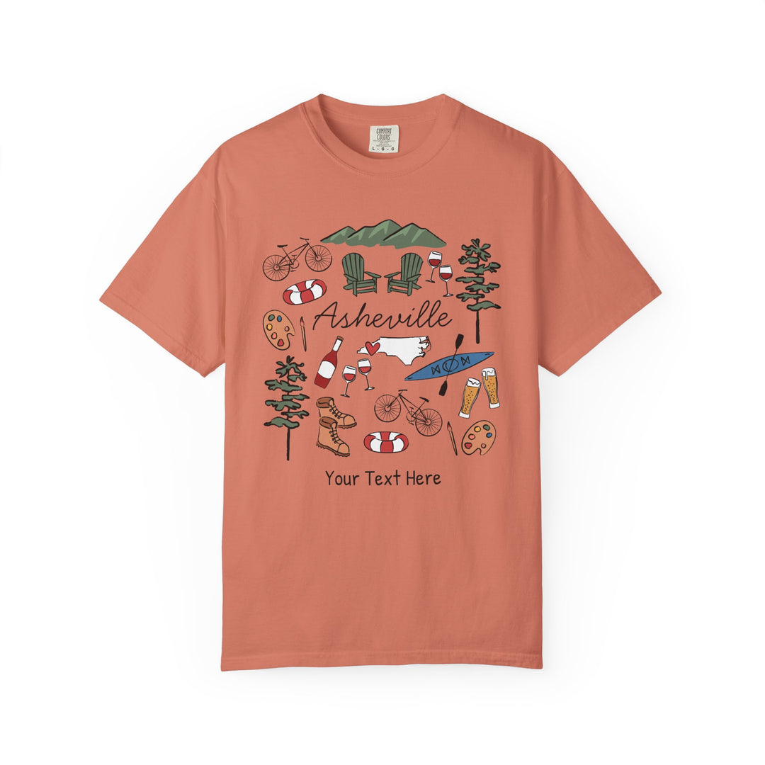 Asheville Bachelorette T-Shirt, Colorful Asheville Doodles, Unisex Comfort Colors® T-Shirt