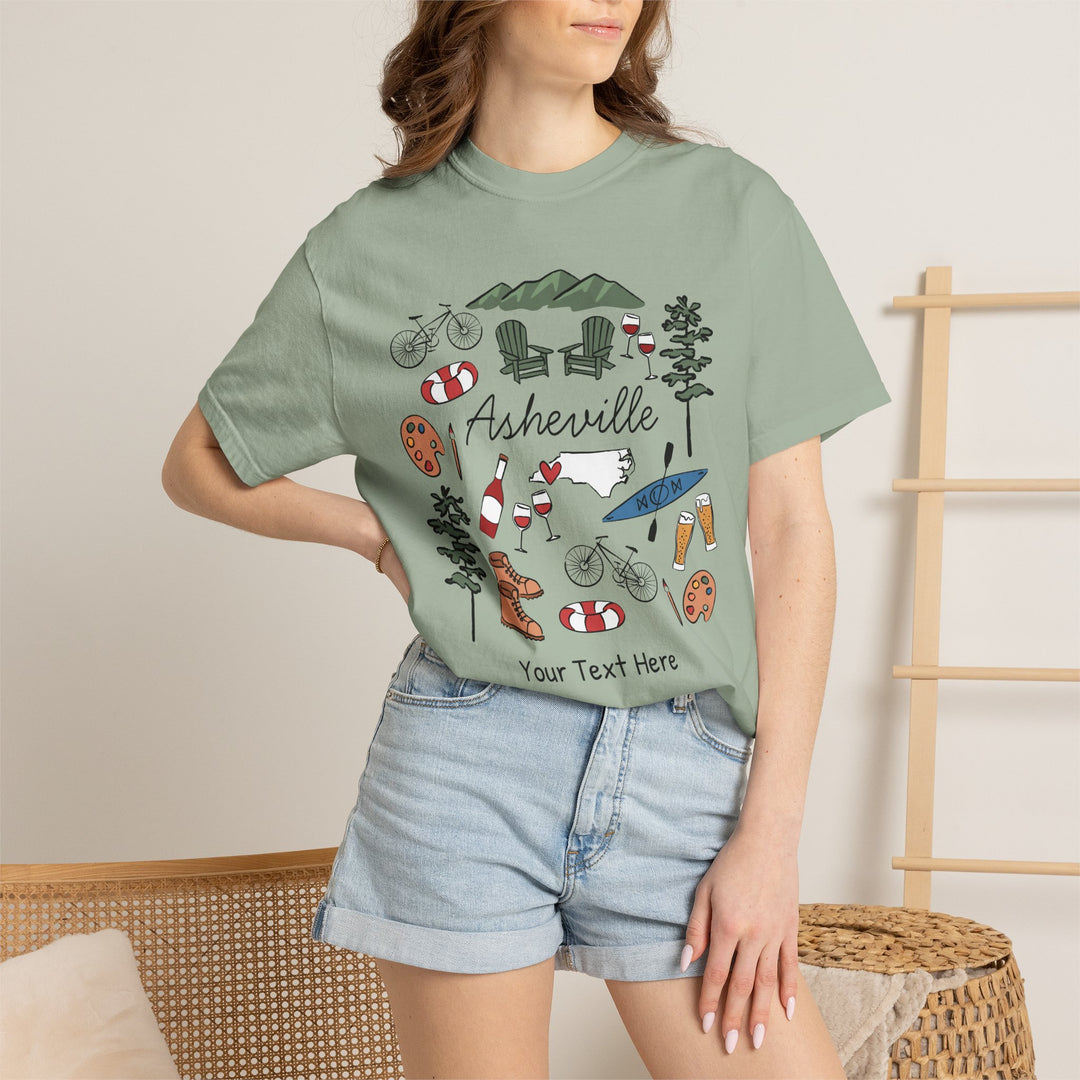 Asheville Bachelorette T-Shirt, Colorful Asheville Doodles, Unisex Comfort Colors® T-Shirt