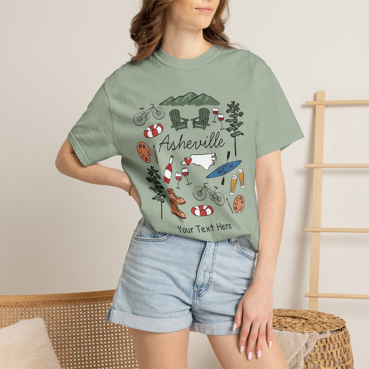 Asheville Bachelorette T-Shirt, Colorful Asheville Doodles, Unisex Comfort Colors® T-Shirt