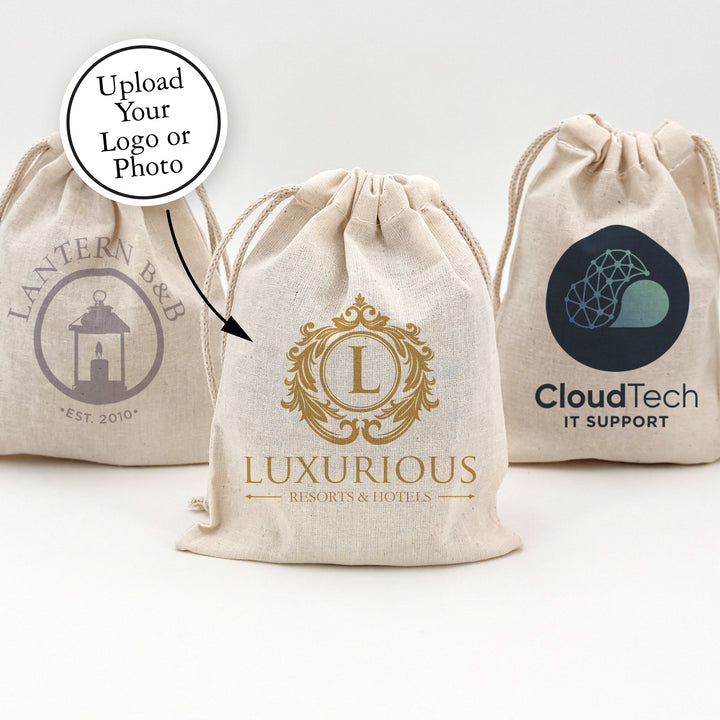 Custom Cotton Bags, Corporate Mini Drawstring Totes, Custom Logo Totes, Personalized Totes, Printed Corporate Gift Bag, 5" x 7"
