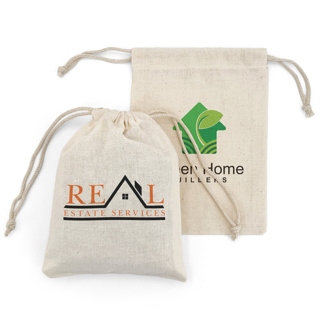 Custom Cotton Bags, Corporate Mini Drawstring Totes, Custom Logo Totes, Personalized Totes, Printed Corporate Gift Bag, 5" x 7"