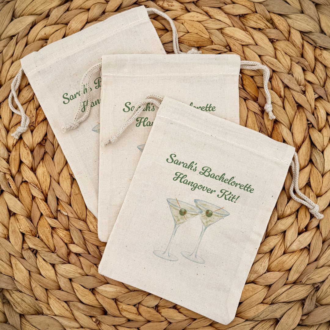 Create Your Own Wedding Favor Bags, Custom Mini Drawstring Tote Bag, Hangover Kit, Wedding Favor for Guests, Printed 5" x 7" Bag